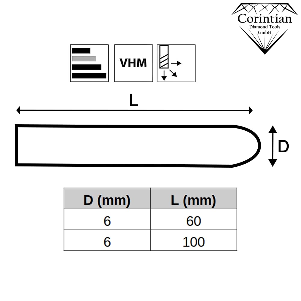 VHM Fräser mit AlTiN Beschichtung - 6mm Durchmesser, 60-100mm Länge - Langlebig & Präzise - Vollhartmetall Frässtift für Profi-Einsatz (L:60mm)
