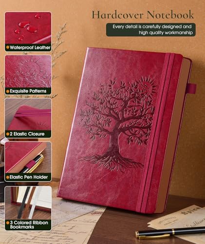 Image of Vintage Leather Journal - 300 Page Lined Journal Notebook with Numbered Pages, A5 Notebook for Women Men,Travel Diary,Daily Journals for Writing, Note Taking, School & Work (5.8 inch x 8.3 inch)