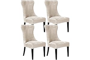 Elegant Beige Velvet Extra Large Dining Chair Covers