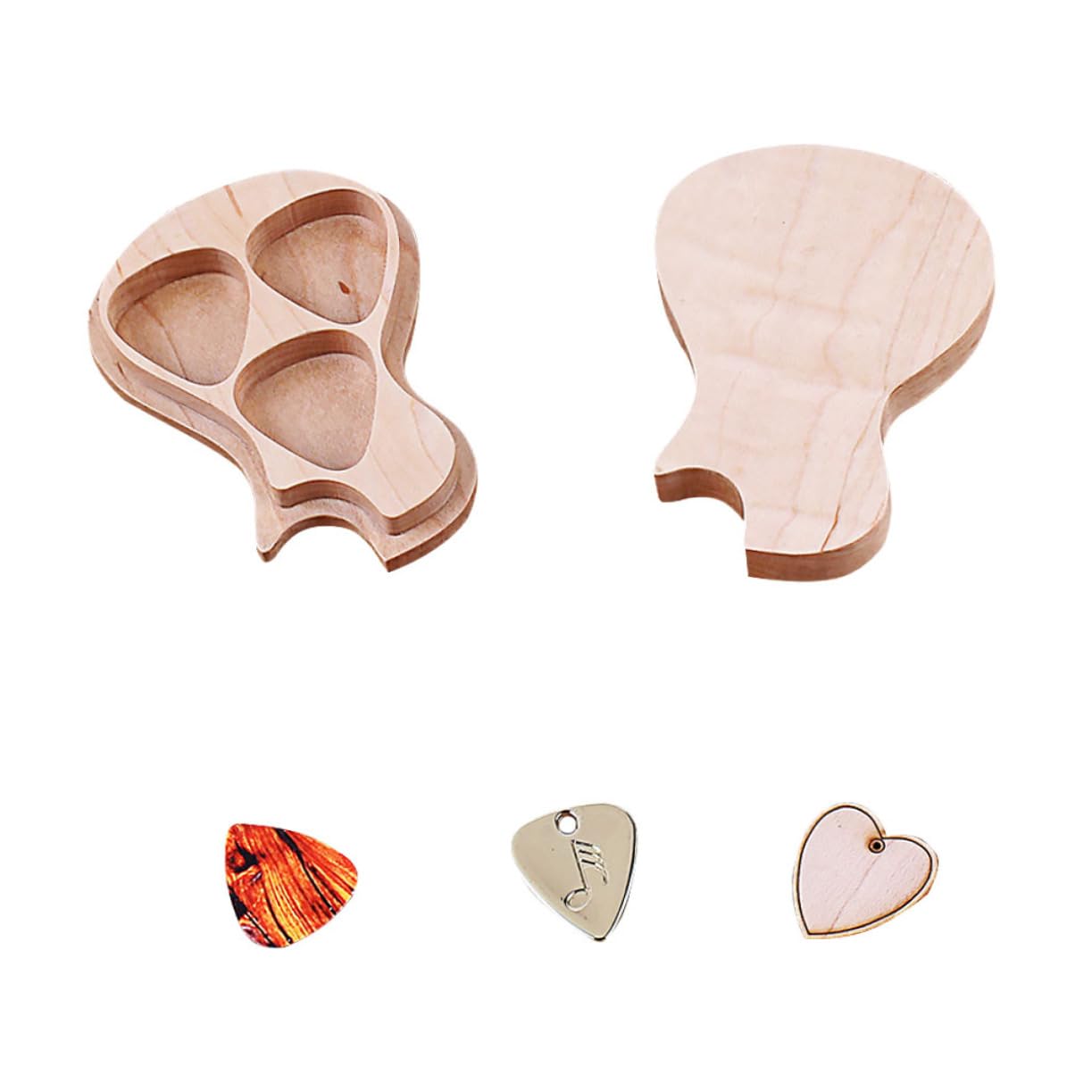 ibasenice Scatola Per Plettri Per Chitarra in Legno Fatta Mano Accessorio Per Chitarra Plettri Inclusi Comodo Per Riporre