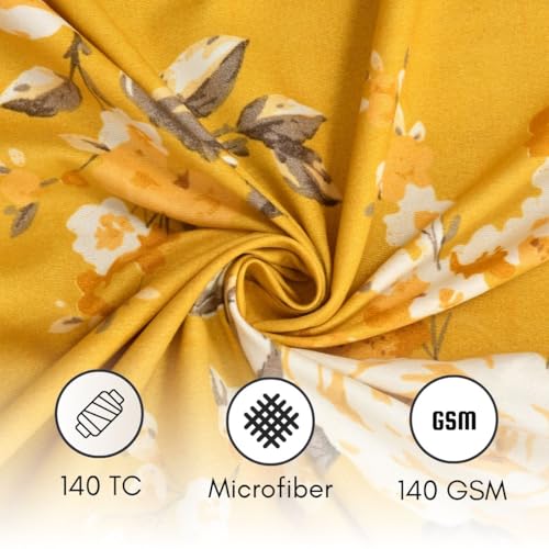 Image of Mafatlal Luxe Lilac 140 GSM Premium Microfiber Queen Size Bed Sheet with 2 Pillow Cover for Double Bed, 90x100 Inch - Yellow, Soft, Lightweight & Durable