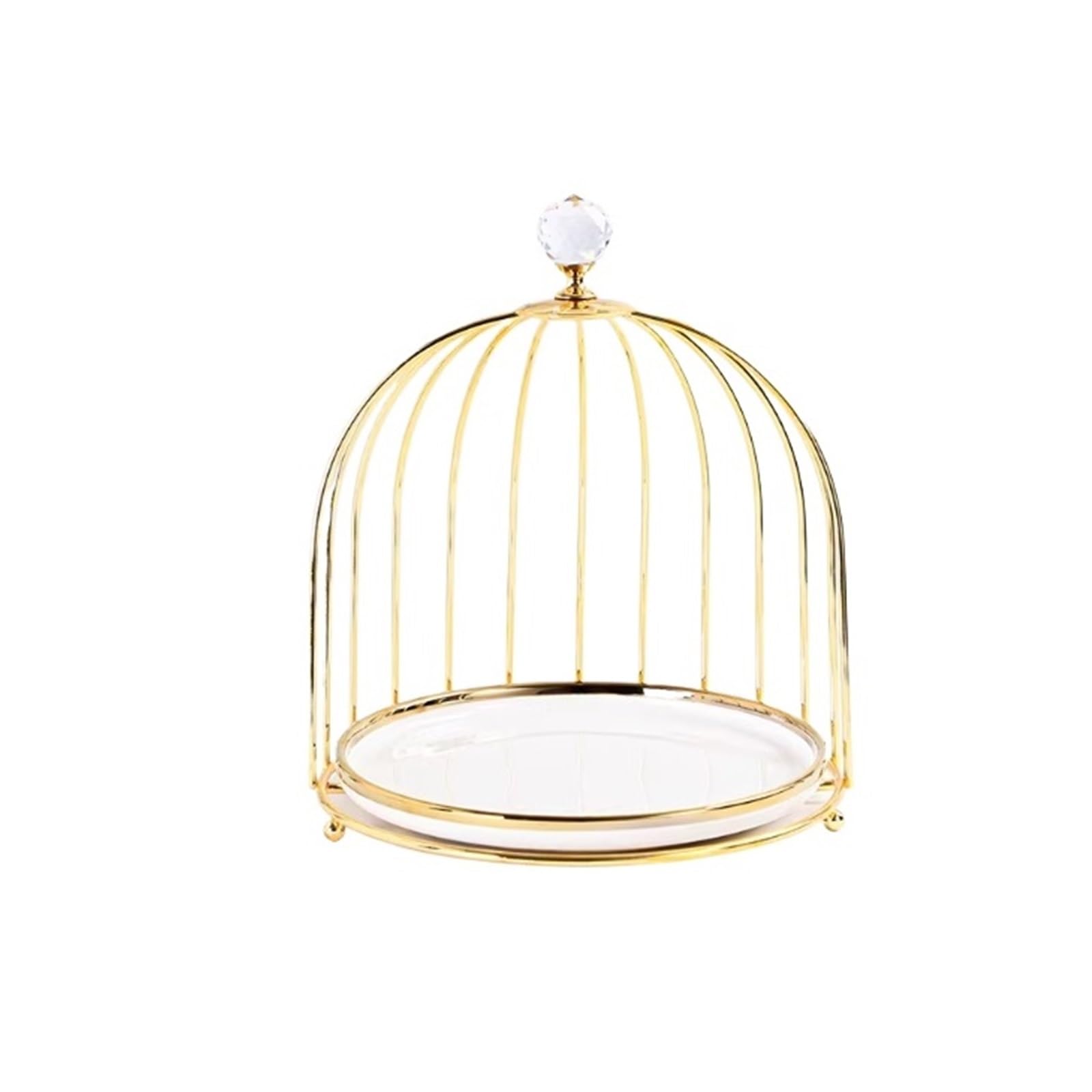HLHLOP777 Dessert Stand Birdcage-shaped Dessert Stand, Three-tier Afternoon Tea, Pastry Tray, Serving, Cake Cupcake Stand Serving Tray(White,Medium)