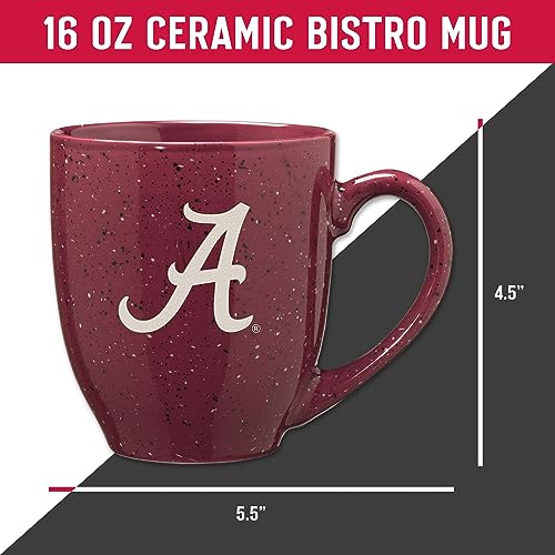 Image of Rico Industries NCAA Alabama Crimson Tide Maroon Personalized 16 oz Team Color Laser Engraved Speckled Ceramic Coffee Mug