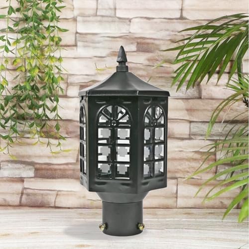 Image of SINOMAN Outdoor Post Lantern Gate Light Black Pillar Lamp Garden Light with Clear Glass Weatherproof Fixture for Pathway Front Entrance Patio or Walkway (Without Bulb) (Pack of 1)