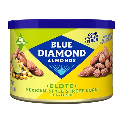 Image of Blue Diamond Almond Elote Style Mexican Street Corn Flavored Snack Nuts, Non-GMO, Kosher, No Gluten Ingredients or Artificial Flavors, Great Size for On-The-Go, Lunch, Kids and Adults, 6 oz. can (Packaging may vary)
