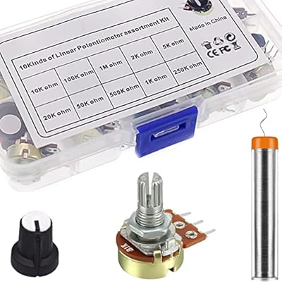 DAOKAI Kit de potenciómetro, B1K 2K 5K 10K 20K 50K 100K 250K 500K 1M Ohm Multiturn Trimmer Potenciómetro con perillas 3 terminales Linear Taper Rotary Audio, para control de volumen | Ya disponible en tu tienda friki favorita! En mundofriki.es!