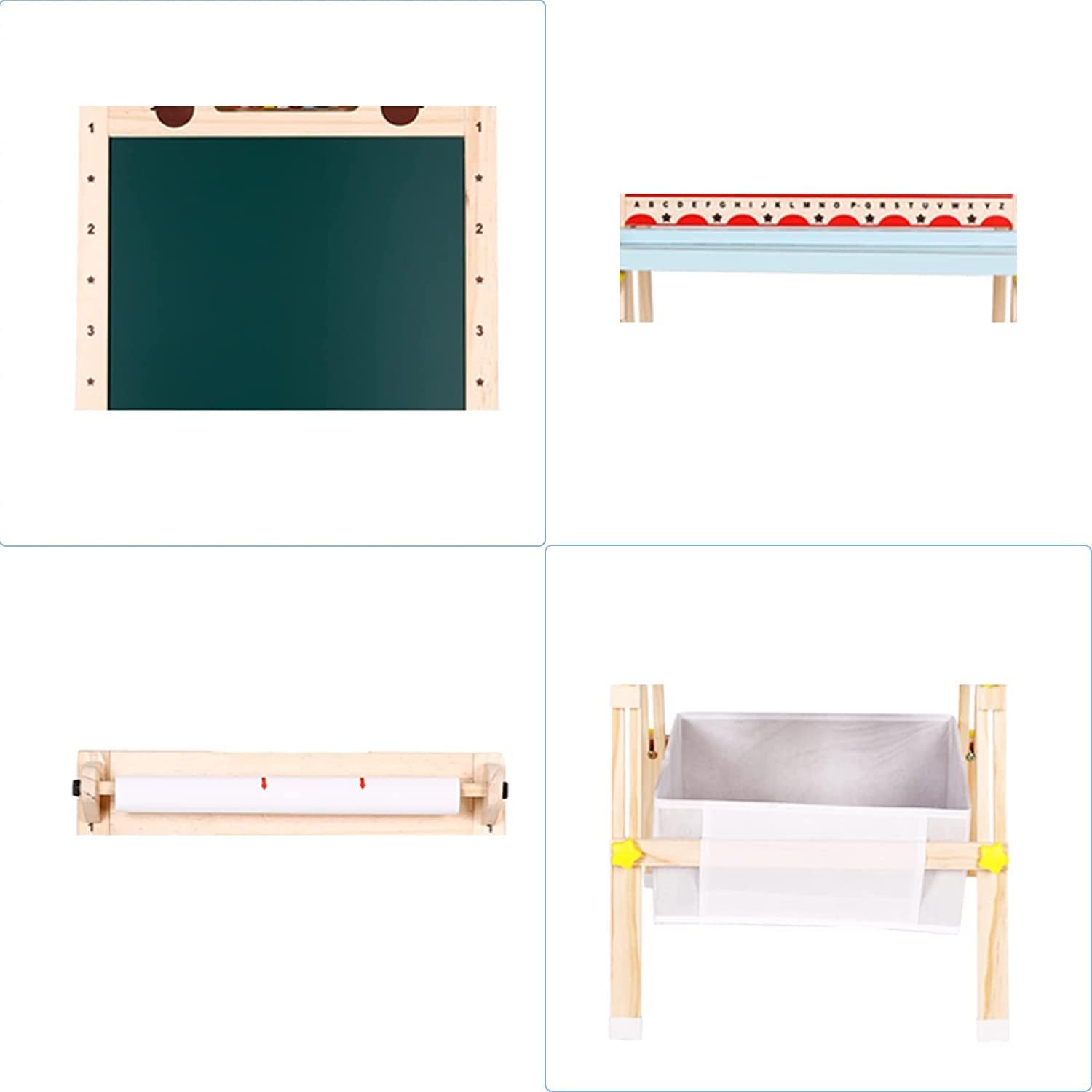 Lavagna per Bambini,Cavalletto Pittura a Doppia Faccia,Lavagna Magnetica con Rotolo di Carta,Giocattolo Educativo 3+ Anni,Lavagna da Gioco in Legno e Lavagna Bianca per Ragazzi e Ragazze