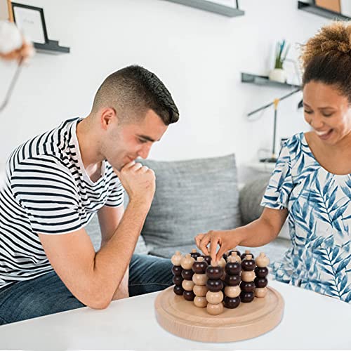 Image of GOTHINK Portable 3D Wooden Four in a Row Board Games for Adults & Kids- 4 in a Row Game Set with Birch Chess for Family Night Games Birthday & Holiday Party Toy Gifts - Challenge Your Mind