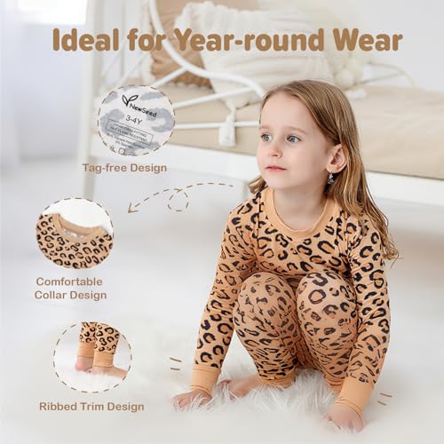 Image of Kids 2-Piece Soft Bamboo Viscose Clothing Set, Long Sleeve Top & Pants, Everyday Outfit for Toddler Boys & Girls