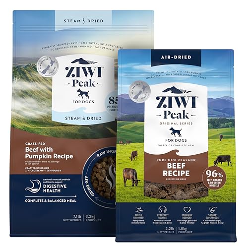 ZIWI Peak Large Beef Dry Dog Food Bundle- Air-Dried Beef (35.2oz) + Steam & Dried Beef w/Pumpkin (113.6oz)