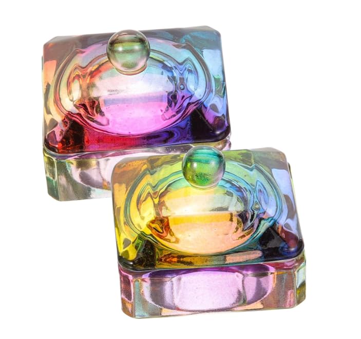 Dappen Dish Crystal Rainbow Bowl Glass Acrylic Nail Liquid Powder Nail Art, for Acrylic Nail Dip Powder, Monomer, and Nail Polish Remover (PACK OF 1)