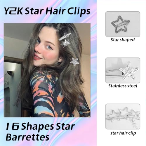30 piezas pinzas de cabello estilo Y2K plateadas miniatura 6