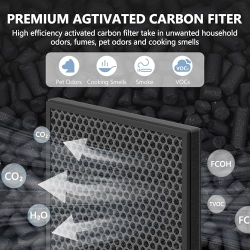 Image of 2 Pack KJ01 Replacement Filter, Compatible with Dhyala Purifier KJ01, 3-in-1 Filter for Dust Pollen Lint Pet Dander Smoke