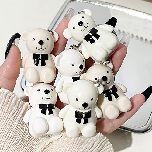 Gbsell 2 Pack 2 In 1 Key Chain White Bear Lipstick,Mist Matte Velvet Lipstick,Waterproof,Long Lasting Lip Gloss Cute Bear Beauty Makeup (F) #TOP9
