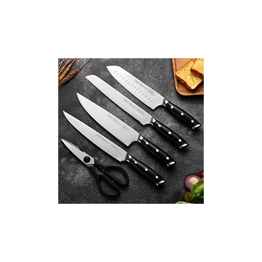ROMANTICIST-Knife-Set-16-Piece-Kitchen-Knife-SetGerman-Stainless-Steel-Sturdy-Durable-Kitchen-Knives-Razor-SharpKnife-Set-with-BlockCutting-Board-and-Knife-Sharpner-Black-Knife-Set ROMANTICIST Knife Set 16-Piece Kitchen Knife Set,German Stainless Steel Sturdy Durable Kitchen Knives, Razor Sharp,Knife Set with Block,Cutting Board and Knife Sharpner Black Knife Set