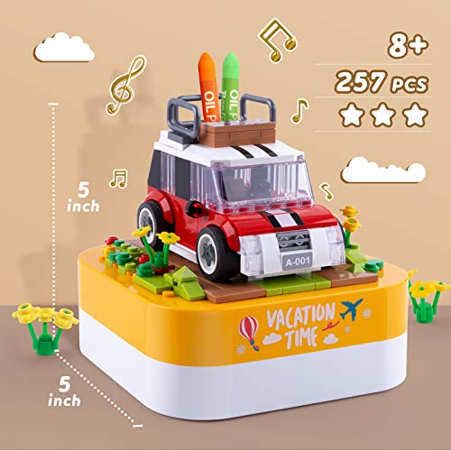 LIGHTDESIRE Music Boxes Building Blocks for Kids, Colorful Musical Rotating Car Wheels, Preschool Learning Toy Age 4-8 and up, Birthday Desktop Decoration Gifts for Girls Boys - Thumbnail 3