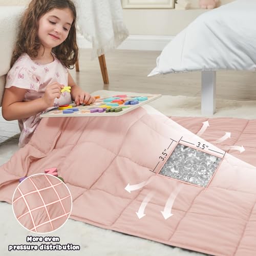 Pink Weighted Blanket Kids 3lbs, 36"x48", Cooling Heavy Throw Blanket for 20-40lbs, Microfiber Soft Thick Big Blankets Weighted Comforter Breathable Gift for Sleeping