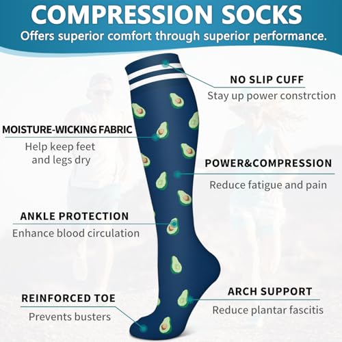 Image of 6 Pack Copper Compression Socks for Women and Men Circulation-Best Support for Medical,Running,Nursing,Athletic
