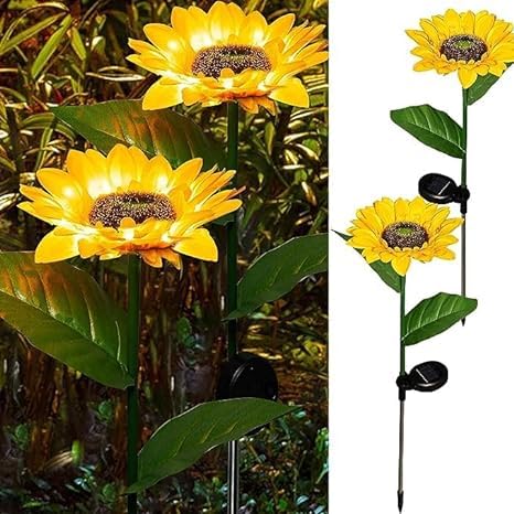 BUQARO Sunflower Solar Lights | LED Light | with Flash Mode | Starburst Swaying Solar Garden Light, Warm Garden Light | Outdoor Decoration | Waterproof | Path Lights for Pots, Balcon (Sunflower)