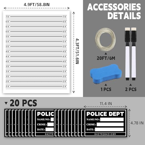 Fondo Fotográfico Mugshot 5×4.3FT con 20 Carteles y Accesorios miniatura 2