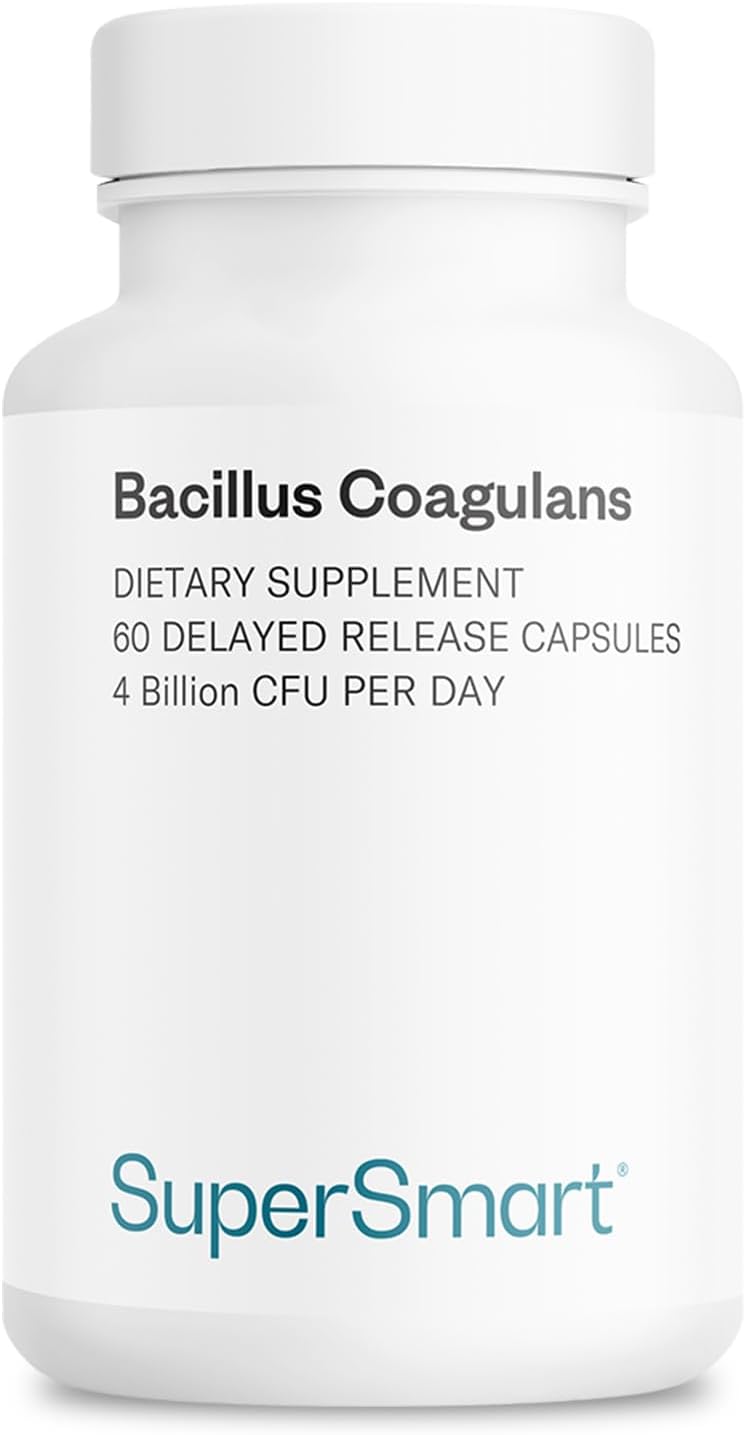 Supersmart Bacillus Coagulans Probiotic 4 Billion CFU per Day (High Absorption) - Lactobacillus Sporogenes Supplement | Non-GMO & Gluten Free - 60 Delayed Release Capsules