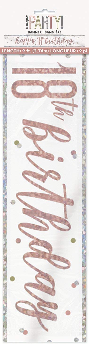 Unique 9Ft Glitz Rose Gold Foil Banner "happy 18Th Birthday" from B&Q