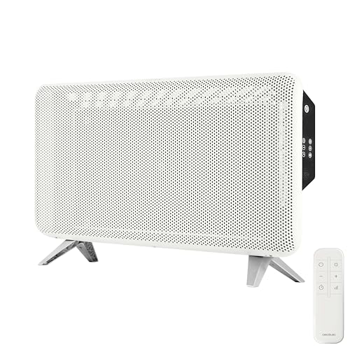 Cecotec Radiador Eléctrico con Mando a Distancia ReadyWarm 2000 Graphene. 1800W, Termostato 15-40ºC, Bajo Consumo, Temporizador 12h, Seguridad Triple, Calor Rápido, Diseño Compacto