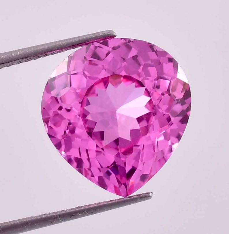 Saphir rose naturel cœur 13mm, idée pour fabriquer un collier ou pendentif - 4