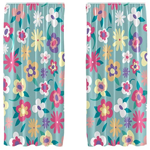 Cortinas opacas para oscurecer el dormitorio infantil con estampado floral de microfibra 2