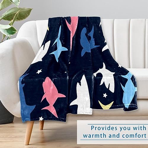 Plaid requin et étoiles doux couverture lit et canapé 150x100 cm