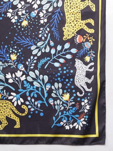 Image of Ravaiyaa - Attitude is everything Women Silk Digital Print Large Square Scarf Breathable Lightweight Neckerchief Printed Headscarf 40 inch x 40 inch Inch