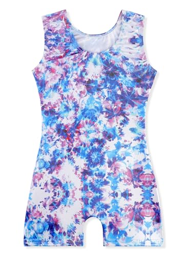 Image of EQSJIU Gymnastics Leotards for Girls Kids Rainbow Mosaic Mermaid Butterfly Stars Leopard Galaxy Tie Dye Cosmos Leopard