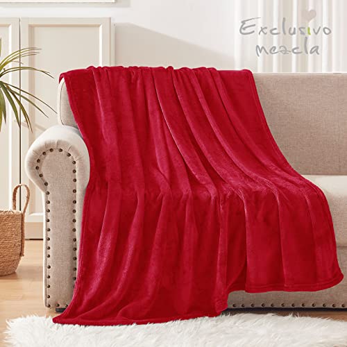 Exclusivo Mezcla Fleece Throw Blanket For Couch, Sofa And Bed, 300Gsm Super Soft Blankets And Warm Throws, Cozy, Plush, Lightweight (50X60 Inches, Red) #TOP1