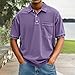 Men's Casual Polo Shirts Short Sleeve Distressed Washed Classic Collared T Shirt Golf Stylish Summer Tee with Pocket Purple