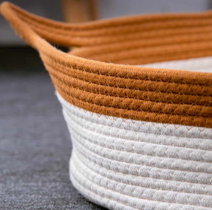 سرير للقطط من ال كيو زد اتش بي دي دبليو زد، عش منسوج من الراتان للحيوانات الاليفة، لوح خدش للقطط والحيوانات الاليفة، سلال عش للنوم (ابيض + كاكي، M)