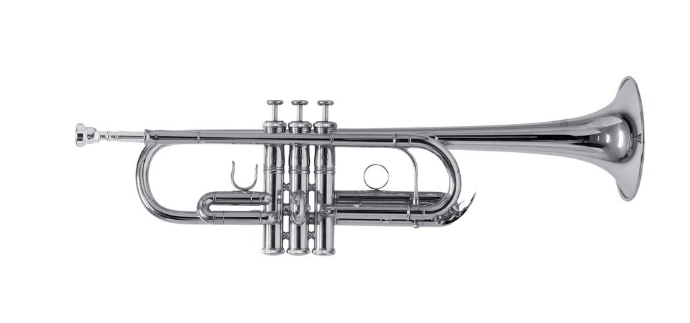 Roy Benson C-Trumpet TR-402CS (trompeta versátil, con afinación conmutable de Do a Sib, incluye práctico estuche rectangular tipo mochila), plateada