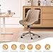 YOUNIKE Khaki Home Office Desk Chair No Arms Comfy Small Vanity Chair Chair with Wheels Swivel Adjustable Modern Ergonomic Task with Back Armless Cute Leather Upholstered Rolling Chair