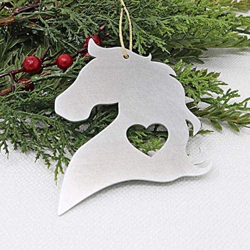 Horse Head Christmas Ornament Aluminum Metal Tree Holiday