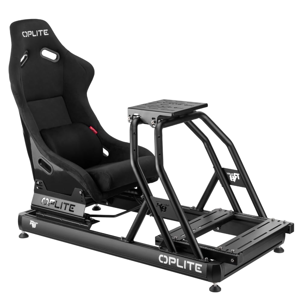 OPLITE – Lombar-Polster – Memory-Foam-Lendenbodenpolster für den Schalensitz – Simracing-Rückenstütze – Long Session Comfort – Schwarze Wildlederpolsterung – Cockpit-kompatibel und Gaming-Sitze