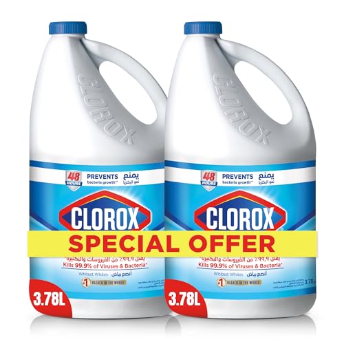 Clorox Liquid Bleach 3.78L Dual Pack Kills 99.9% of Viruses and Bacteria Prevents Bacteria Growth For 48H