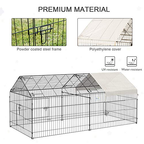 PawHut 7.2' Small Animal Playpen with Cover, Multifunctional Metal Pet Exercise Pen Large Metal Chicken Coop, Outdoor… - Image 7