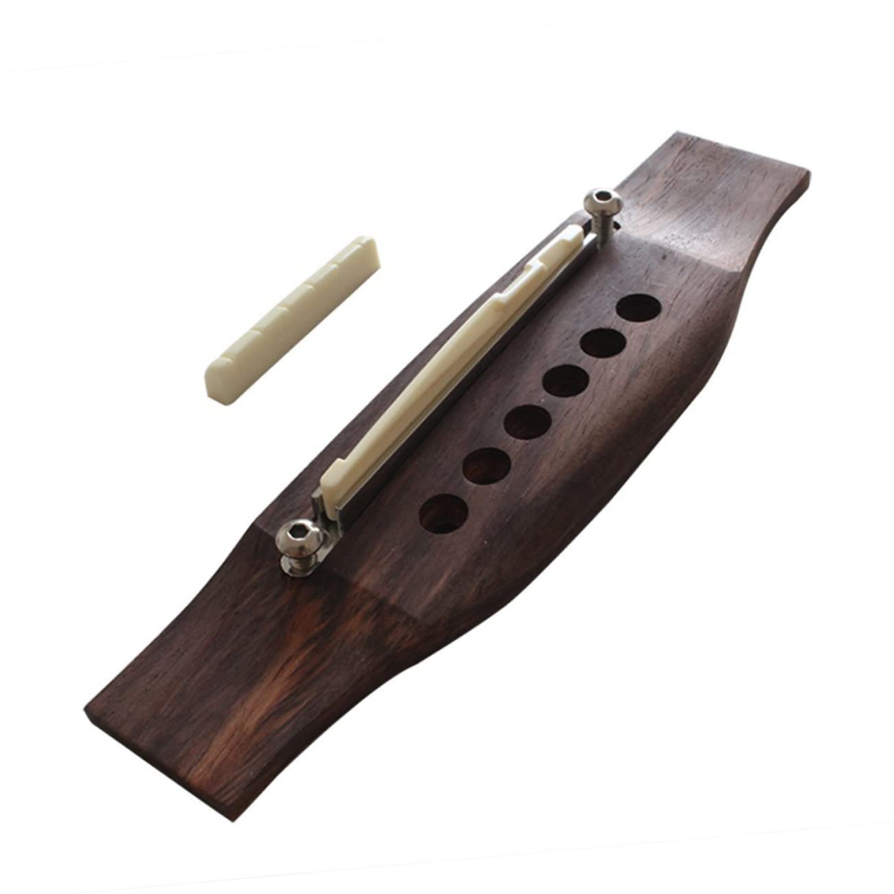 Yardwe Guitar Saddle Adjustment Adjustable Stop Guitars Sound Guitar Wrench Bridge Insert for Acoustic Guitar Coffee