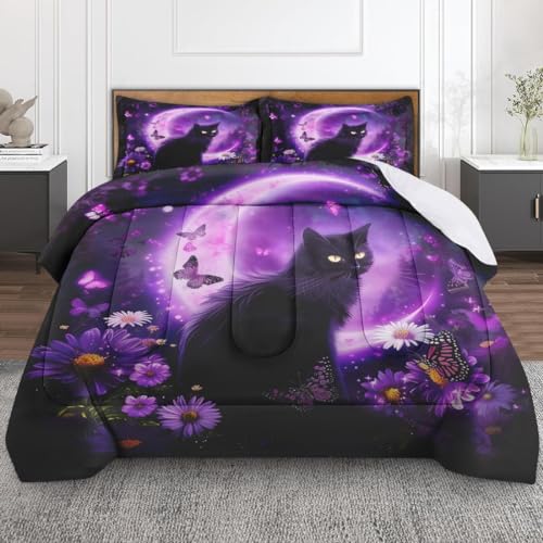 Nesphy Cat Moon Family Comforter Set for Kids Toddlers...