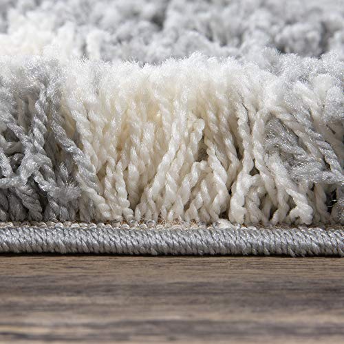 Sweet Home Stores Cozy Shag Collection Grey And Cream Moroccan Trellis Design Shag Rug (5'0'' X 7'0") Contemporary Living And Bedroom Soft Shaggy Area Rug #TOP6