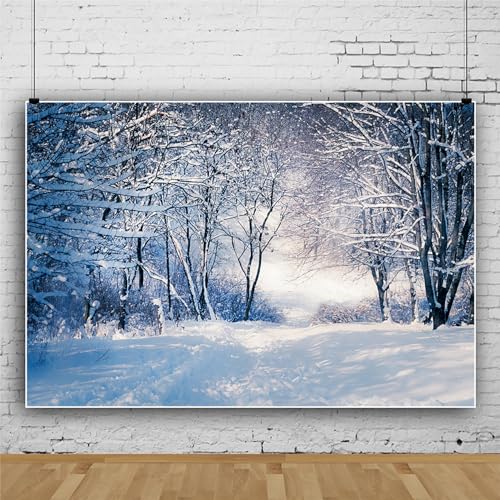MIRRORANG 2,5x1,8m Snowy Forest Backdrop Winter Snow Ice Snowscape Photography Background for Christmas Holiday New Year Celebration Poster Photo Studio Props - Image 2