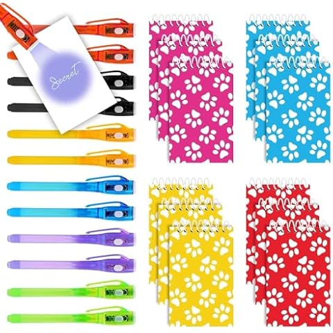 HeroFiber 12 Invisible Ink Pen with UV Light and 12 Dog Patrol Notebook Set. Party Favors for Kids 8-12, Escape Room Party Favors, Goodie Bag Stuffers for Kids 8-12, Spy Party Favors Cover