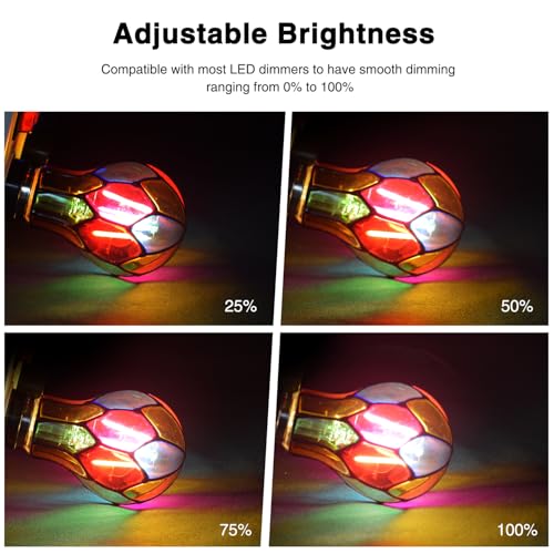 Image of Aygrochy Dimmable Stained Glass Light Bulb LED Bulbs,3.5W E26 Base,A19 LED Colored Light Bulb,for Christmas Decoration,Party,Home Lighting,Garden,Balcony,2 Pack