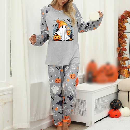 Conjuntos de pijama de Halloween en gris talla XL ropa de dormir cómoda de dos piezas 3