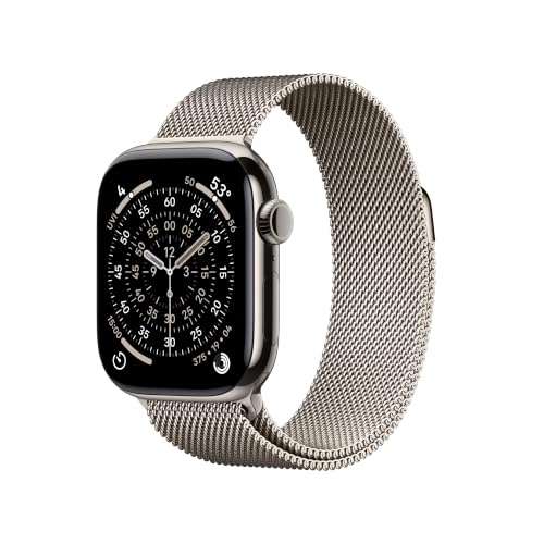 Image of Apple Watch Series 11 [GPS + Cellular 42mm] Smartwatch with Natural Titanium Case with Natural Milanese Loop. Sleep Score, Fitness Tracker, Health Monitoring, Always-On Display, Water Resistant