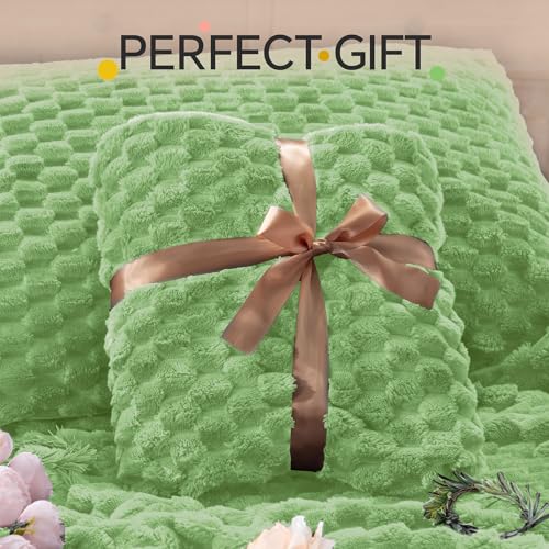 Image of BEDELITE Fluffy Twin Comforter Set - Grass Green Fleece Soft Comforter for Twin Size Bed, Luxury Warm Bedding Set for Winter, Fuzzy Bed Set 2 Pieces (1 Comforter, 1 Pillowcase)